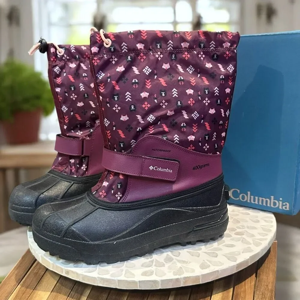 Columbia Powderbug Insulated Snow Winter Forty Print Boot −40°F Size 6 (EU 38) N